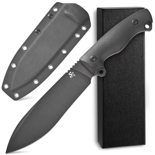 Sitivien ST43 Fixed Blade Knife VG10 Black Stonewashed Steel Blade G10 Handle Full Tang Knife with Sheath for Outdoor Camping Hiking Working Survival (Black) by Sitivien - Used condition - US$43.00