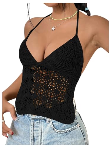 SweatyRocks Women's Embroidered Eyelet Crochet...