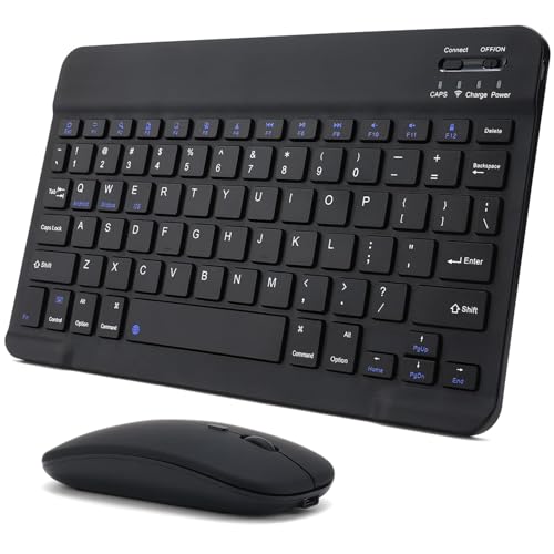 Bluetooth Keyboard and Mouse Combo for iPad, Rechargeable Slim Wireless Keyboard and Mouse for Tablets,Compatible for All iOS/Windows/Android System Devices-Black