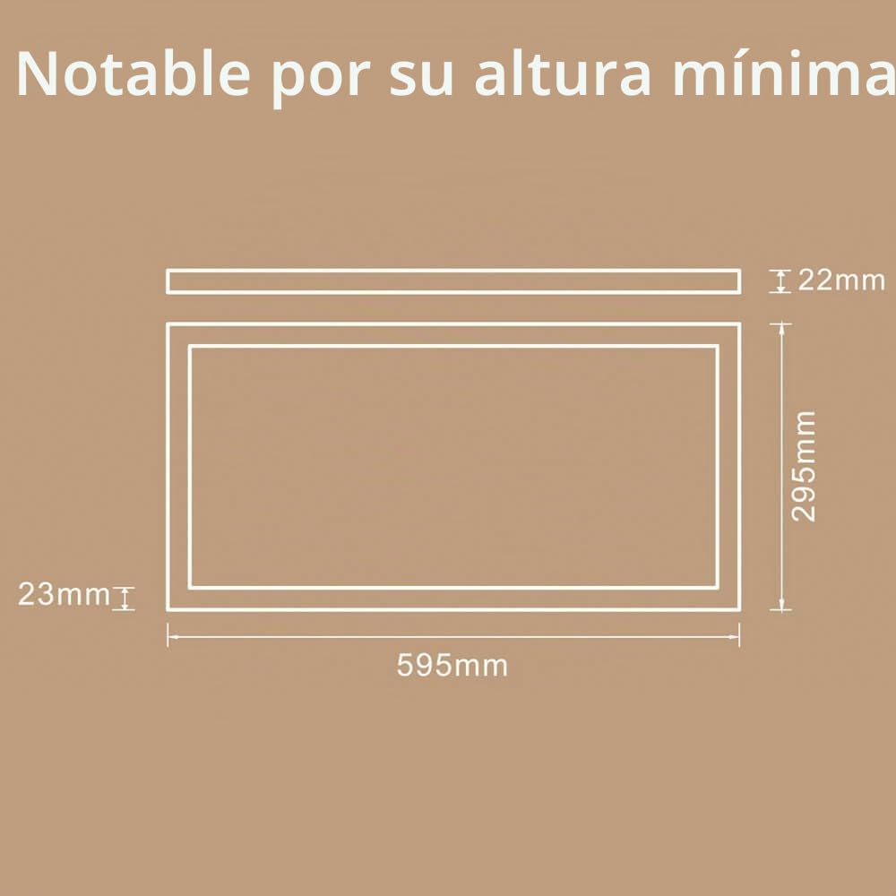 FactorLED GXtronic Pack Panel LED 60x30 Superficie 36W (360W), 4000Lm, Plafón Cuadrado Techo, Potencia Regulable, 3CCT Luz Seleccionable, 595x295x22mm (2)