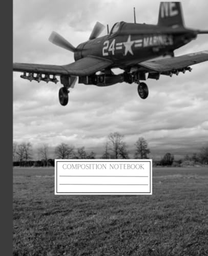 Composition Notebook: Monochrome F-4U Corsair Take Off Cover | College