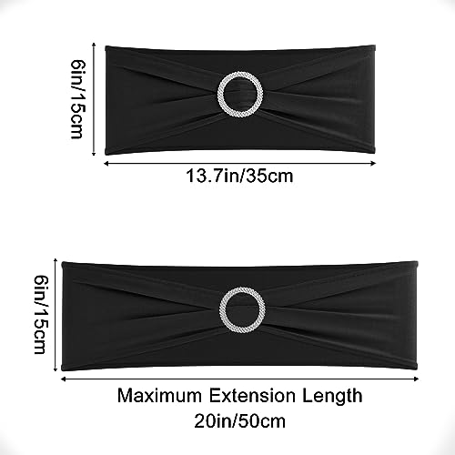 BOUBONI Black Chair Sashes 25 Pack Spandex Stretch Chair Band Sashes with Buckles for Folding Chairs Wedding Party Reception Baby Shower Events Banquet Decorations
