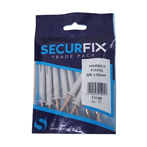 Image of 10 x Hammer in Frame & Window Fixings M8 x 60mm with Nylon Masonry Plugs