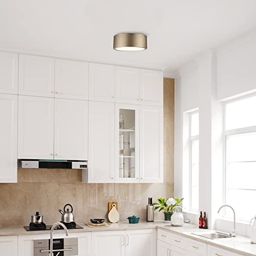 Globe Electric 60979 Led Integrated Flush Mount Ceiling Light, Matte Brass, Frosted Glass Shade, 18W, 3000 Kelvin, 1100 Lumens, Dimmable, Ceiling Light Fixture, Light Fixtures Ceiling Mount #TOP7