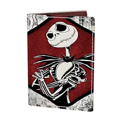 CNEISEJK Nightmare Before Christmas Leather Passport Holder Cover, Jack Sally Cosplay Passport Wallet Credit Card Case for Women Girls (PAC-SDY A) Cover