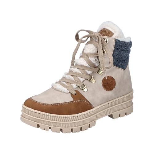Rieker Z1810 Bottes à lacets Femme en cuir synthétique marron confortable