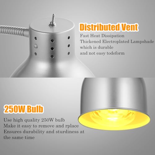 Frypls JR-01 Food Heat Lamp,500W Commercial Grade Adjustable 2-Head Warmer Warming Light thumb #5