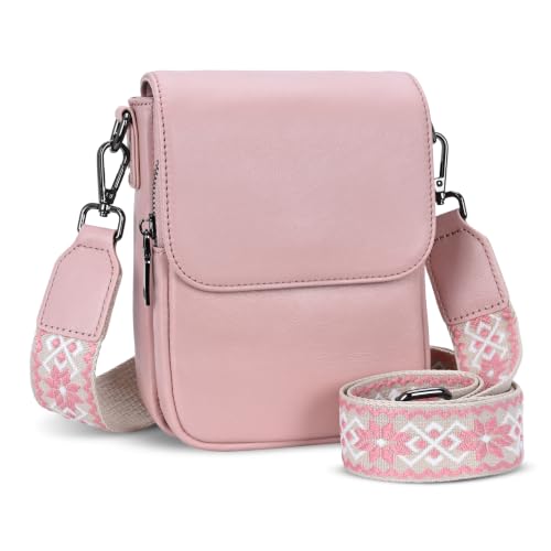 Image of HESHE Small Leather Crossbody Bag for Women RFID Phone Purse with Card Slot | Anti Theft,Genine Leather,Wide Adjustable Strap,Multi-Pocket Fits 6.9 inch Phone Trendy Shoulder Cross Body Bag for Daily,Travel