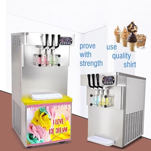 Hhaoran-9868 Eismaschine Transparenter Körper, vertikale kommerzielle Eismaschine, Milchtee-Shop, spezielle 3-Farben-Soft-Sweet-Cone-Eismaschine Tisch-Eismaschine, lustiges Küchengerät – Bild 7