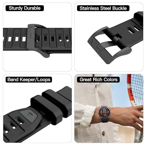 Image of OVERSTEP Compatible with Fenix 8 51mm Watch Bands, 26mm Soft Siliocne Strap for Garmin Fenix 5X /Fenix 5X Plus /Fenix 6X /Fenix 6X Pro /Fenix 7X /Fenix 7X Pro Smartwatch