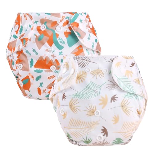 DOKRIN Calzones de entrenamiento para bebés niño,2 piezas de pañales de tela para bebés, pantalones impermeables con botones a presión estampados para niños