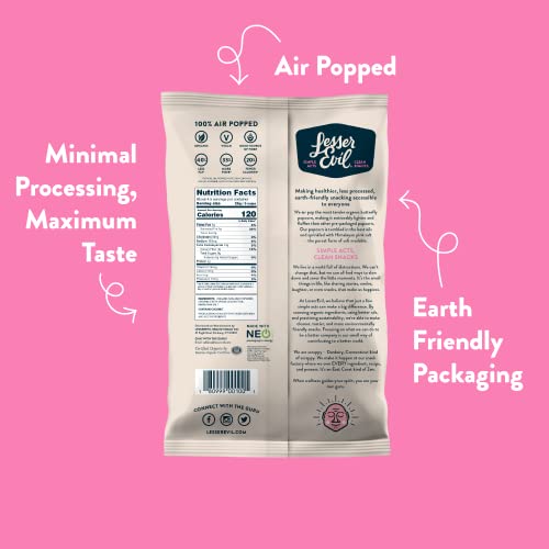 Lesserevil Himalayan Pink Salt Organic Popcorn, Premium Quality, Minimally Processed, No Vegetable Oil, 4.6 Oz, Pack Of 3 #TOP6