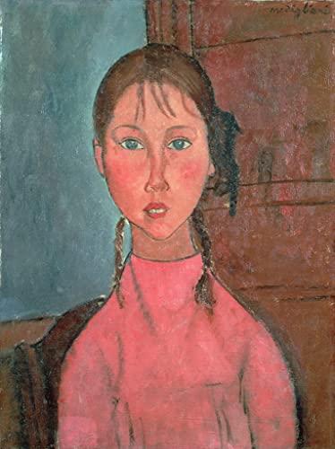 Cuadro Modigliani Chica con coletas para decorar un dormitorio elegante con pintura en lienzo