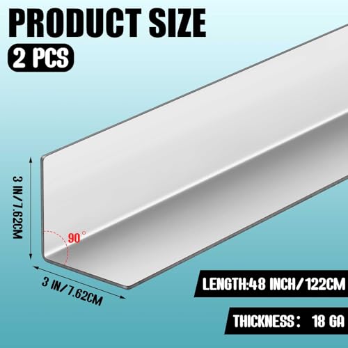 Image of Blulu 2 Pack Stainless Steel Corner Guards,3x3x48 Inch Heavy Duty Metal Wall Corner Protectors,90 Degree Impact Resistant Corners Guards for Warehouse, Garage,Restaurant and Commercial Wall Protection