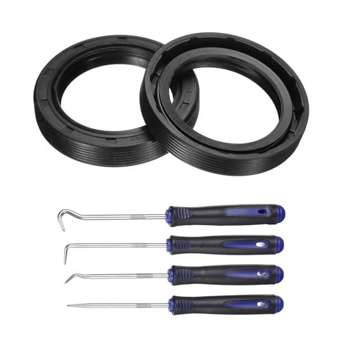 uxcell 2Pcs Oil Seal, 42x58x10mm TC Nitrile Rubber Double Lip Cover with Hook Kit and Spring for Mechanical Automobile Bearing Shaft, Black