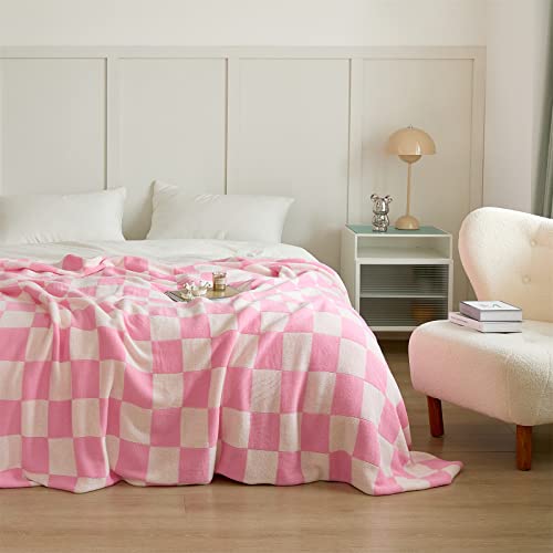 Yiruio Giant Checkered Spuer Big Oversize Blankets Throw 120''X120'' (10'X10') Extra Large Cozy Knit For Bed Couch Sofa Office Company Home Decor Outdoor (Pink) #TOP1