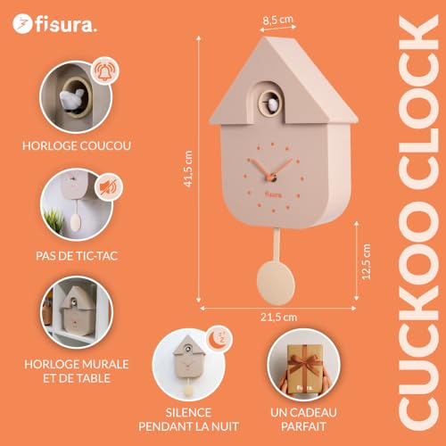 Coucou beige avec cadran orange pendule murale originale design - 3