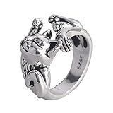 CANEER Cat Ring, plated Silver Cute Animal Adjustable Paws Finger Rings Cat Lovers Gifts for Women