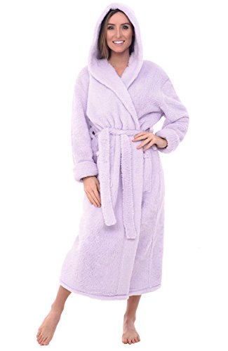 Image of Alexander Del Rossa Womens Fluffy, Fuzzy Robe for Women,Women's Long Hooded Robes, Plus Size