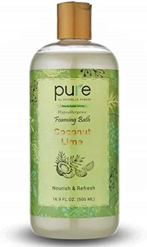 PURE Aromatherapy Bubble Bath, Essential Oils Bath Foam - Nourishes & Soothes, Large Bubble Bath is Hypoallergenic for Sensitive Skin & Sulfate Free - Coconut Lime Bubble Bath