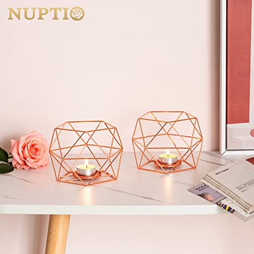 Nuptio Pillar Candle Holders For Tables , Rose Gold Tea Light Holders Candle Holder Centrepiece For Tealight And Pillar Candle, Perfect For Birthday Party Wedding Events Home Decoration, 2 Pcs #TOP1