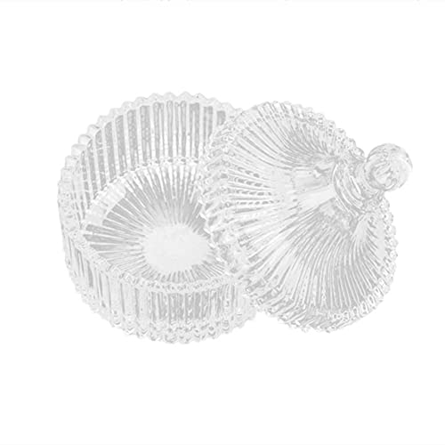 Candy Jar with Lid Clear Candy Dish Glass Apothecary Jar Colorful Tent Shaped Crystal Candy Bowl Containers Party Wedding Candy Buffet Jar Cookies Chocolate Food Storage Jar Jewelry Box (Clear)