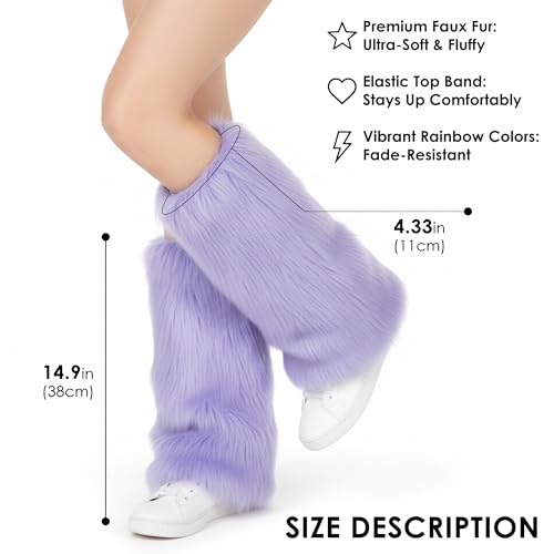 Image of Furry Leg Warmers, Women Faux Fur Leg Warmers Furry Fuzzy Winter Boot Cuffs Cover (1 Pair)