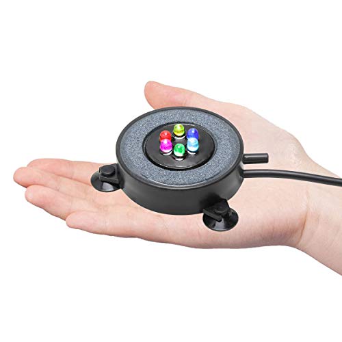 Supmaker Aquarium Air Stone Fish Tank Light, Multi-Colored Air Bubble Disk for Fish