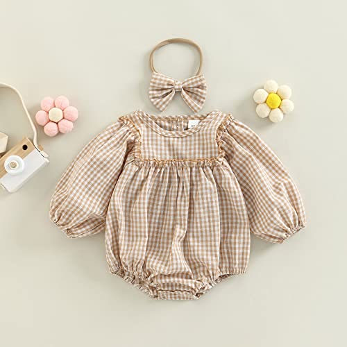 Douhoow DONGMUKFFP-T-KBC1 Infant Baby Girl Plaid Romper Baby Sweatshirt Romper Ruffle Festival Clothes Fall Winter Outfits thumb #1