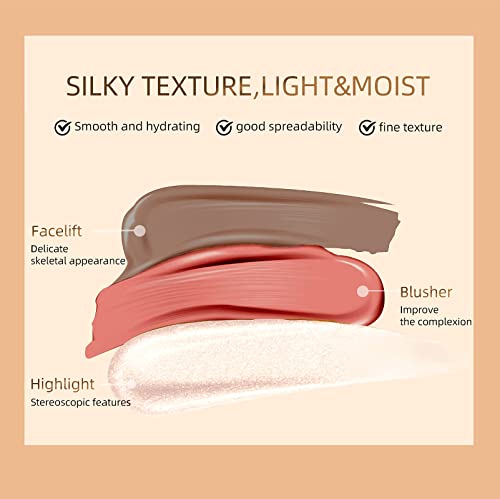 Sumeitang Cream Contour Beauty Wand, Liquid Bronzer Face Contour Shaping & Contouring Makeup Stick With Sponge Cushion Applicator, Easy To Apply With Buildable Coverage, Long Lasting & Waterproof #TOP3