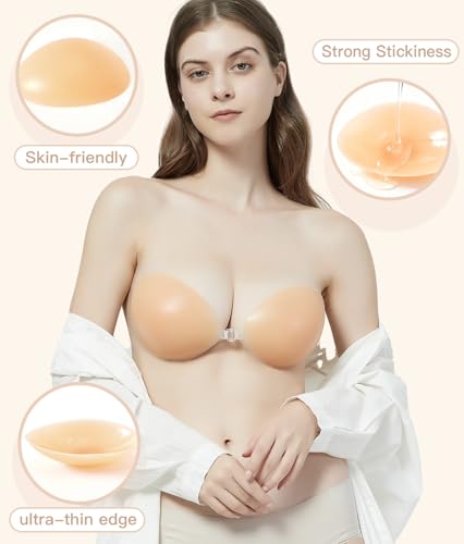 Image of MITALOO Adhesive Bra Invisible Sticky Strapless Push up Backless Reusable Silicone Covering Nipple Bras