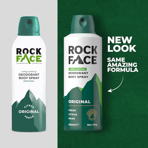 Rock Face Men's Body Spray - Original Fragrance Body Spray Deodorant for Men, 200ml, Fresh Citrus Scent, Long Lasting, Multipack of 6 - Image 2