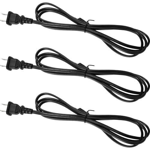 Fiada 3 Pack Lamp Cord with Molded Plug, Lamp Cord Stripped Ends Ready for Wiring (Black, 6 Feet)