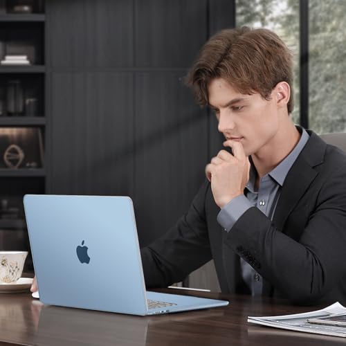 Image of MOSISO Compatible with MacBook Air 13 inch Case M5 2026 M4 2025 M3 M2 2024-2022 A3449 A3240 A3113 A2681,Hard Shell&Keyboard Cover&Screen Film&Pouch for MacBook Air 13.6 inch Case, Sky Blue