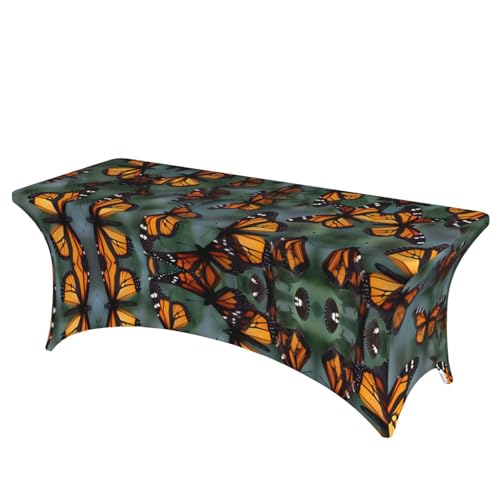 Nappe en élasthanne imprimé papillon monarque pour buffet chic