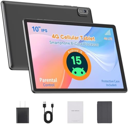 HAOVM Android 15 Tablet 10 Inch 4G LTE Cellular Tablet Unlocked w...