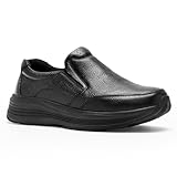 Men's Orthopedic Leather Dress Walking Shoes: Comfortable Plantar Fasciitis Oxford Shoes Easy Slip On/Off for Heel and Foot Pain, Lightweight Casual Loafers Supportive for Standing Black Size 12