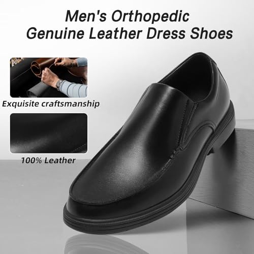 Orthopedic Business Leather Dress Shoes: Comfortable Arch Support Plantar Fasciitis Formal Tuxedo Oxford for Mens, Casual Classic Modern Wingtip Slip On Loafers for Foot and Heel Pain Relief3