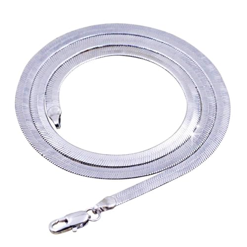 Collier chaîne maillons plats anti-torsion avec fermoir mousqueton