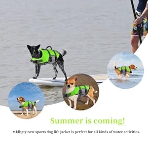 Dog Life Jacket Reflective Adjustable Dog Life Vest with Rescue Handle for Swimming and Boating Ripstop Pet Safety Life Preserver for Small Medium and Large Dogs