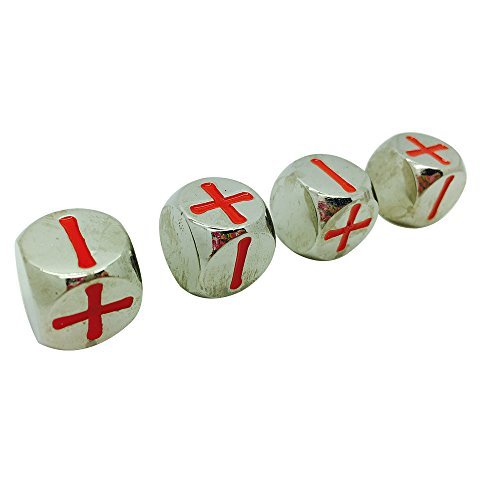 Lycanthrope Silver - Fate Dice by Norse Foundry 4 Pack of Metal Dice by Norse Foundry