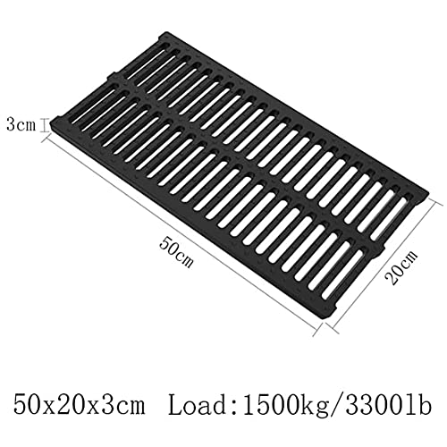 Drain Channel Strainers, Sewer Cover Grates, Kitchen Sewage Ditch，Trench Drainage, Linear Drain, Regular Trench Drain, for Garage Driveway Lawn (Color : Black, Size : 50x20x3cm)