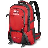 [Vulmoon] リュック 大容量 メンズ 60L 登山 カジュアル バックパック 防水 軽量 防災リュック アウトドア リュックサック おしゃれ 出張 通勤 海外 旅行 キャンプ用品 スポーツジム (レッド)