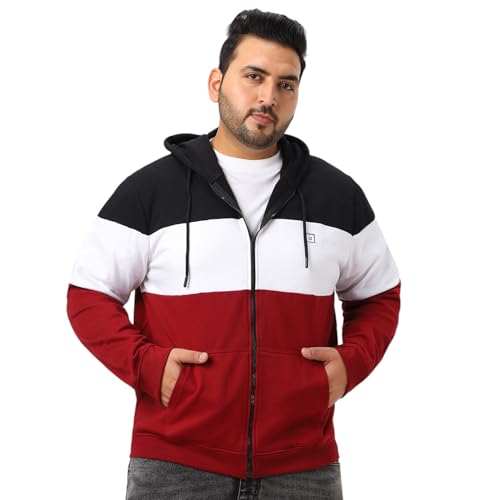 Image of Urbano Plus Men's Cotton Zippered Hooded Casual Winterwear Sweatshirt
