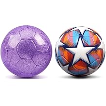 Soccer Balls Size 4 for Girls Boys Youth Kids 8-12 Waterproof Long-Lasting Leather Official Match Ball Skills Training Driblling Practicing with Pump & Needles