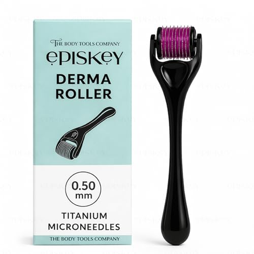 Image of Episkey Professional Derma Roller 0.5 mm with 540 Titanium Micro-Needles for Hair Growth, Beard Activation, Skin Rejuvenation (0.5 mm, Derma Roller) with Scalp Massager Brush for Hair & Shampoo | Relaxing Head Massager with Soft Silicone Bristles