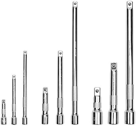 HORUSDY 9-Piece Extension Bar Set, 1/4", 3/8" and 1/2" Drive Socket Extensions