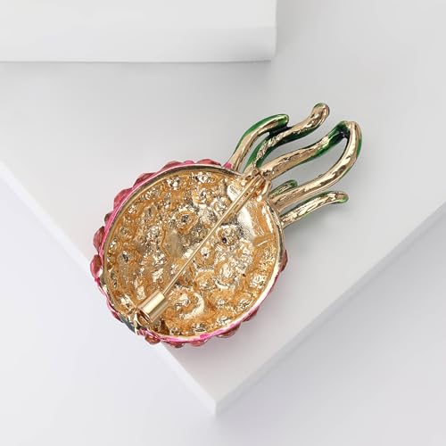 Image of Enamel Fruit Brooch for Women Rhinestones Fruit Lapel Pin Elegant Fruit Brooches Jewelry Gift, Perfect for Dresses Hat Bag