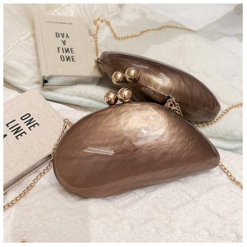 Image of Acrylic Shell Shaped Bag Luxury Marble Clutch Evening Purses for Women Glitter Handbag for Wedding Cocktail Party Prom
