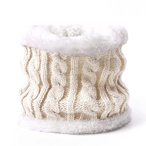 oshhni Conjunto de conjunto malha pompons gorro chapéu loop lenços acessórios de favor, bege